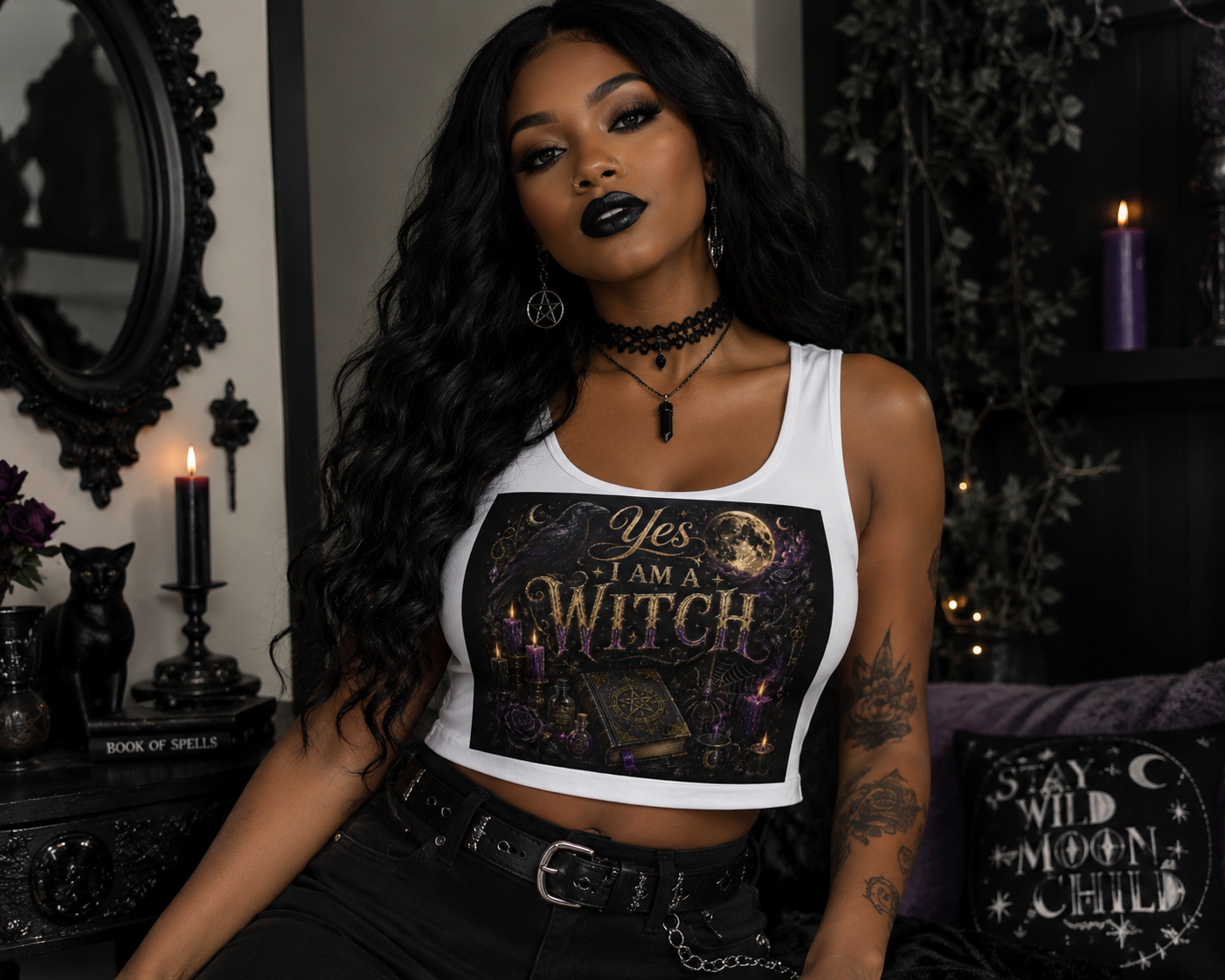Yes I am A Witch Cotton Crop Top